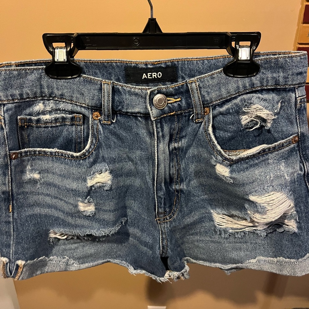 Aero Distressed Denim Shorts